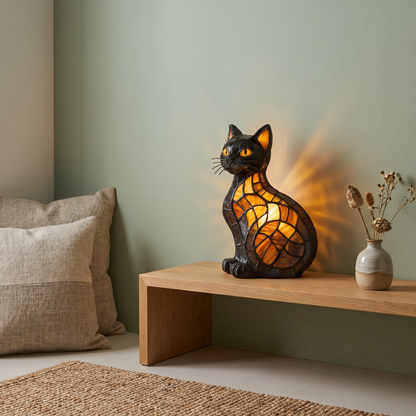 Charming Cat Table Lamp — living room alternate angle