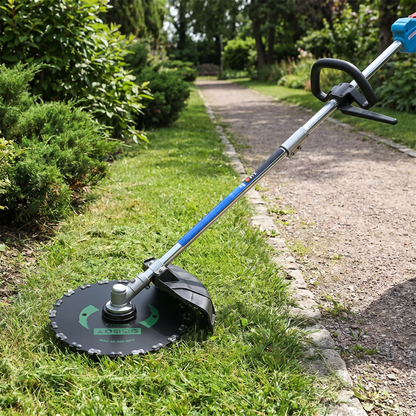 High-Performance Brushcutter — in-use scale on garden path