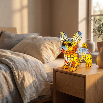 Artistic Dog Figurine Table Lamp — lifestyle bedroom nightstand
