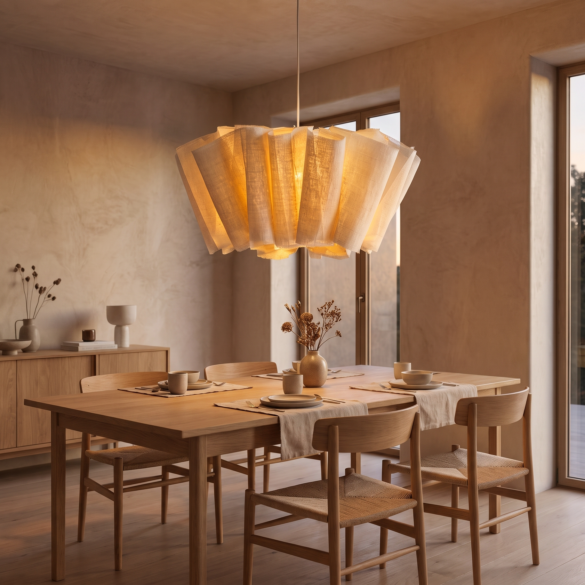 Elegant Fabric Ceiling Lamp — lifestyle dining room