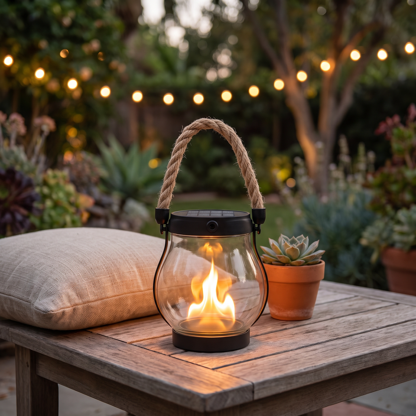 Enchanting Solar Lantern — lifestyle patio at dusk