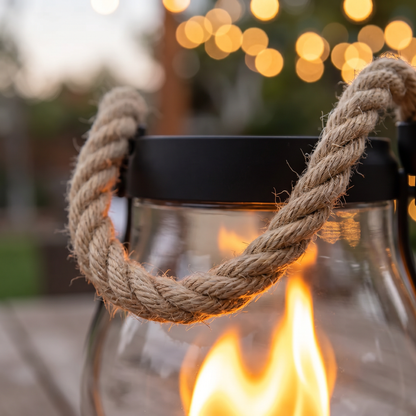 Enchanting Solar Lantern — close-up hemp rope detail