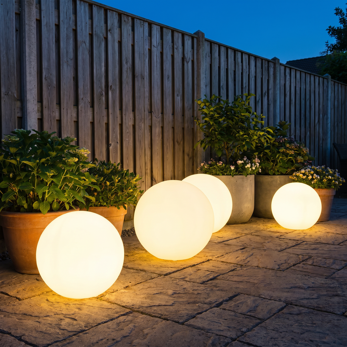 LumiGlobe Solar Garden Light — alternate angle on patio