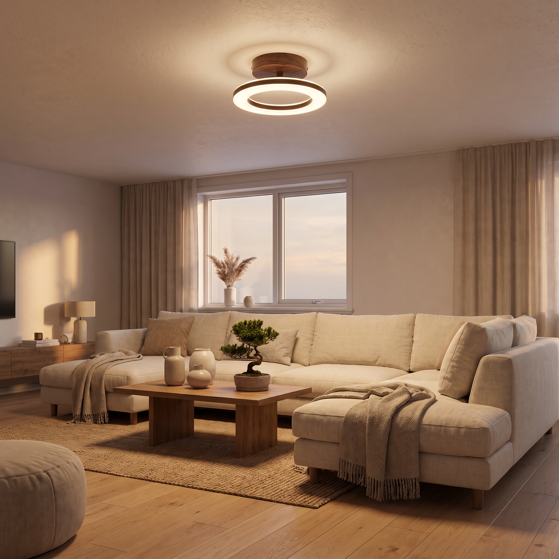 Modern Glow Disc (Brown) — lifestyle living room