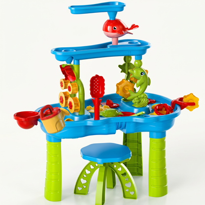 Interactive Kids Sand and Water Table with 15 Accessories for Outdoor Fun