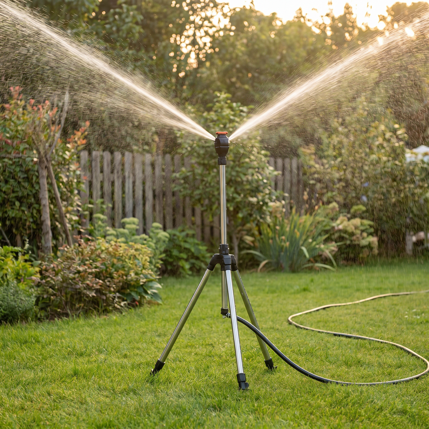 Garden Pro | High Pressure Rotating Tripod Sprinkler with 360° Coverage | Adjustable Height for Efficient Irrigation