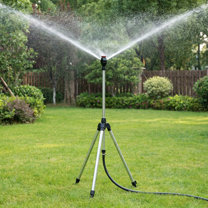 Garden Pro | High Pressure Rotating Tripod Sprinkler with 360° Coverage | Adjustable Height for Efficient Irrigation