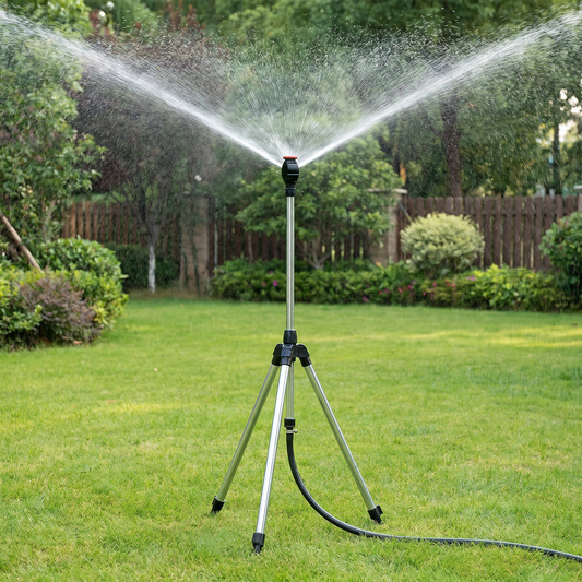 Garden Pro | High Pressure Rotating Tripod Sprinkler with 360° Coverage | Adjustable Height for Efficient Irrigation