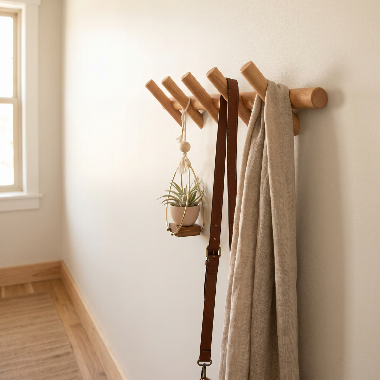 Wall Mounted Coat Rack with Minimalist Design | Functional Shelves for Stylish Organization