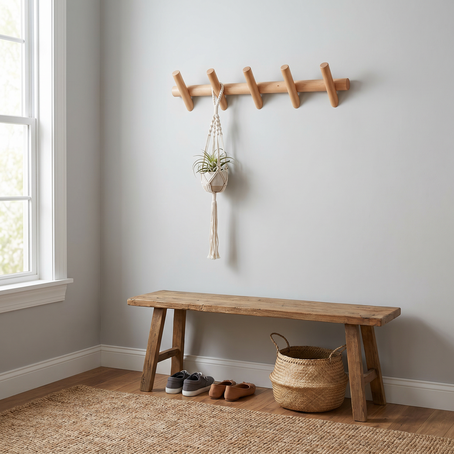 Wall Mounted Coat Rack with Minimalist Design | Functional Shelves for Stylish Organization