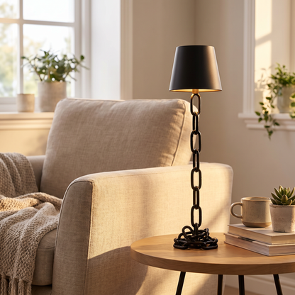 Modern Chain-Link Table Lamp | Rechargeable Cordless Design with Touch Control | Stylish Lighting for Effortless Ambience
