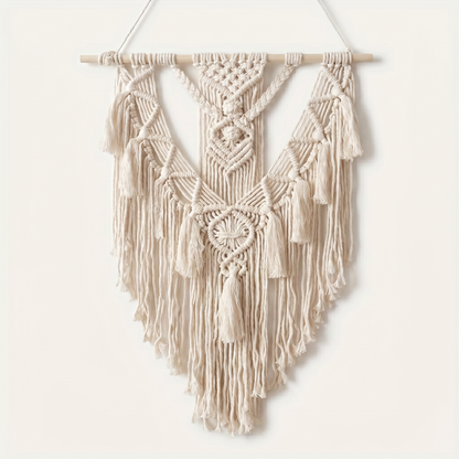 Artisan Macrame Wall Hanging | Handwoven Tapestry with Cascading Fringe | Boho Wall Art Decor for Cozy Living Room
