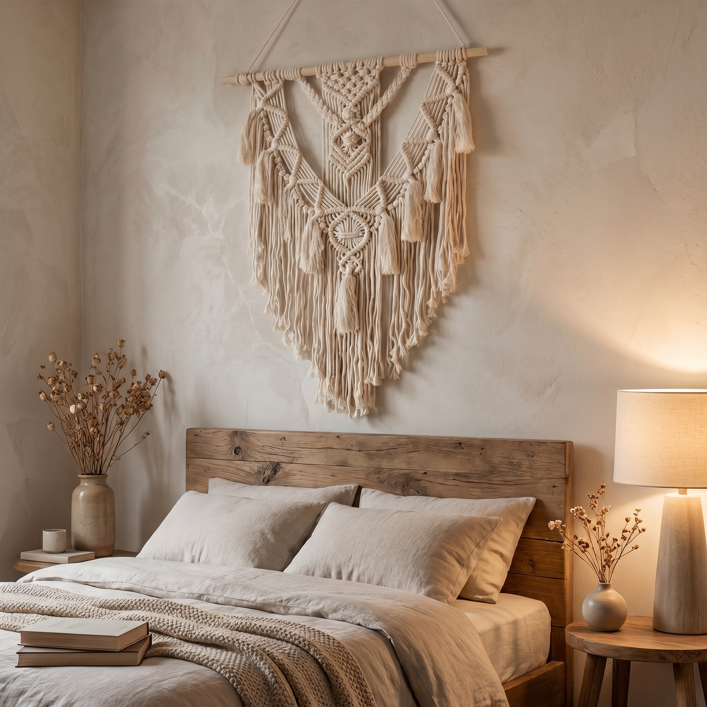 Artisan Macrame Wall Hanging | Handwoven Tapestry with Cascading Fringe | Boho Wall Art Decor for Cozy Living Room