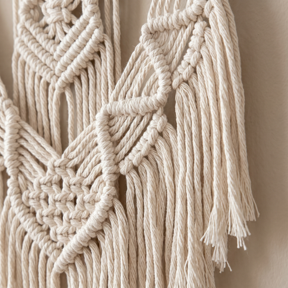 Artisan Macrame Wall Hanging | Handwoven Tapestry with Cascading Fringe | Boho Wall Art Decor for Cozy Living Room