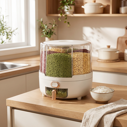 Airtight Food Storage Container | Large-Capacity Dispenser with 360° Rotating Design | Ideal for Rice, Grains, and Cereal Organization