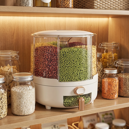 Airtight Food Storage Container | Large-Capacity Dispenser with 360° Rotating Design | Ideal for Rice, Grains, and Cereal Organization