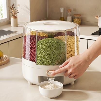 Airtight Food Storage Container | Large-Capacity Dispenser with 360° Rotating Design | Ideal for Rice, Grains, and Cereal Organization
