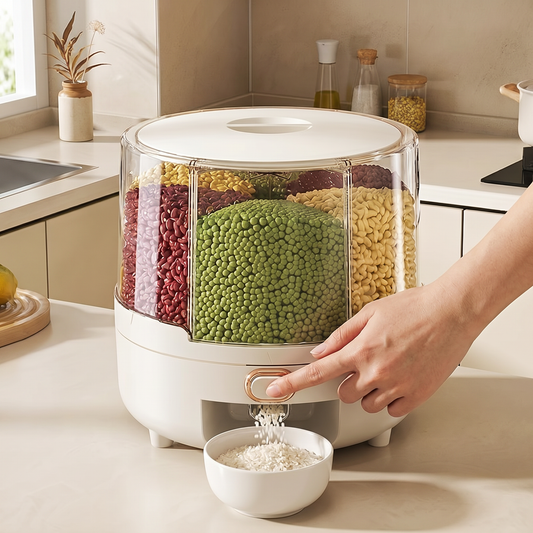 Airtight Food Storage Container | Large-Capacity Dispenser with 360° Rotating Design | Ideal for Rice, Grains, and Cereal Organization