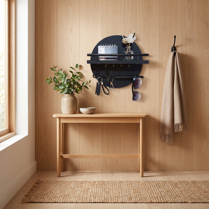 Eco-Friendly Wall Organiser | Round Wooden Key Holder with Elegant Design | Space-Saving Solution for Stylish Entryways