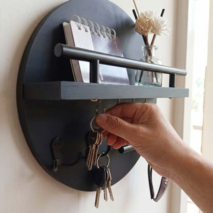 Eco-Friendly Wall Organiser | Round Wooden Key Holder with Elegant Design | Space-Saving Solution for Stylish Entryways