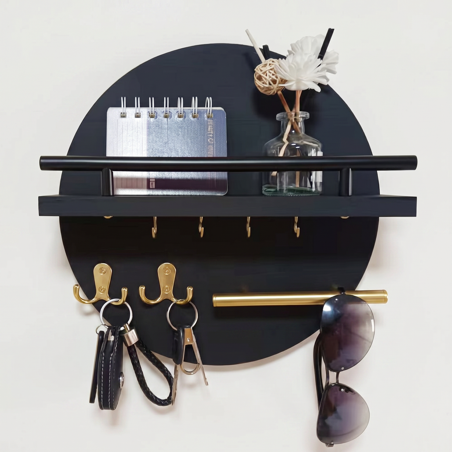 Eco-Friendly Wall Organiser | Round Wooden Key Holder with Elegant Design | Space-Saving Solution for Stylish Entryways