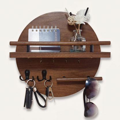 Eco-Friendly Wall Organiser | Round Wooden Key Holder with Elegant Design | Space-Saving Solution for Stylish Entryways