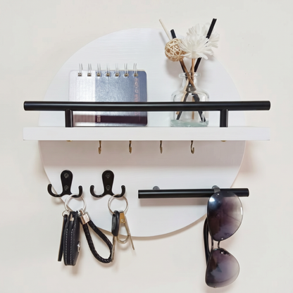 Eco-Friendly Wall Organiser | Round Wooden Key Holder with Elegant Design | Space-Saving Solution for Stylish Entryways
