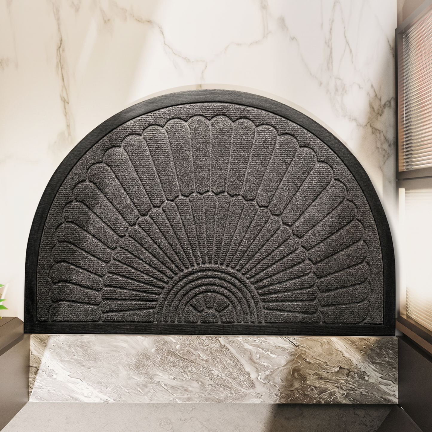 Non-Slip Outdoor Door Mat | Semi-Circular Rubber Design for Dirt Control