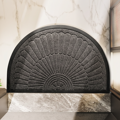 Non-Slip Outdoor Door Mat | Semi-Circular Rubber Design for Dirt Control