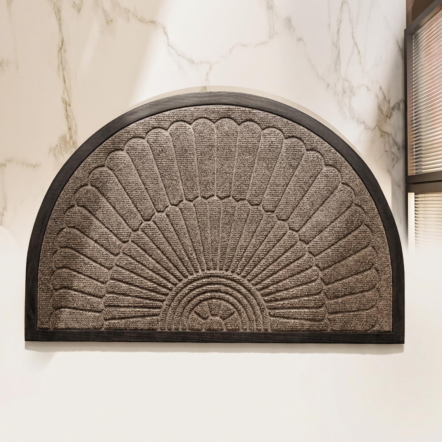 Non-Slip Outdoor Door Mat | Semi-Circular Rubber Design for Dirt Control