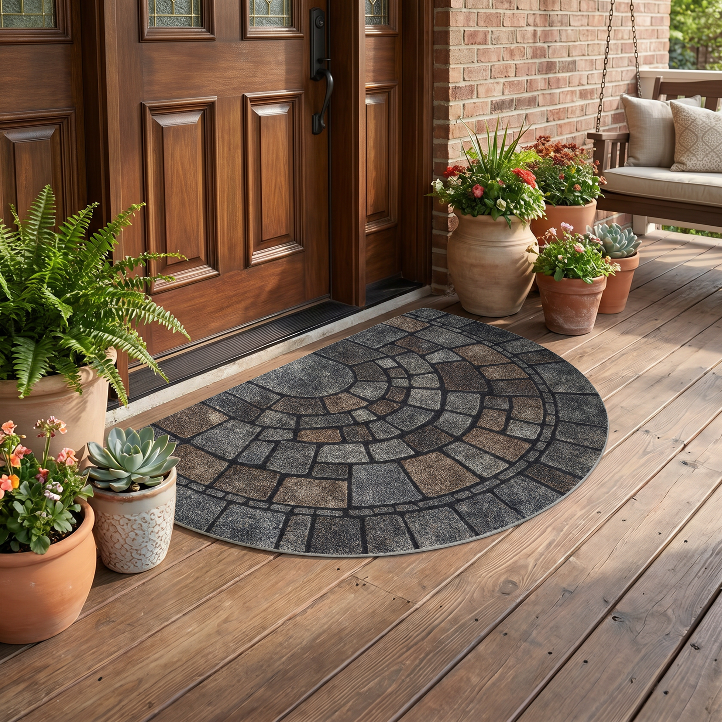 Elegant Mosaic Door Mat | Non-Slip Indoor Outdoor Mat with Easy Clean Design for Stylish Entrances