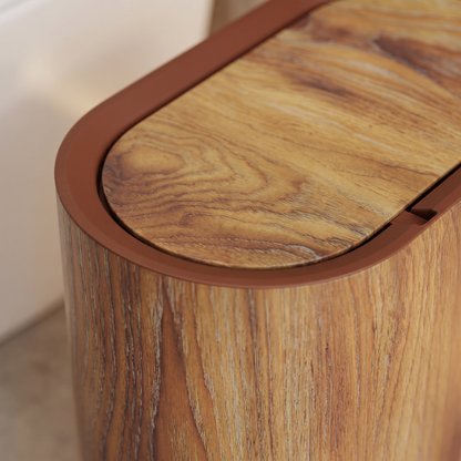 Elegant Marble Pattern | Trash Can with Lid - Space-Saving Design for Modern Bathrooms and Kitchens