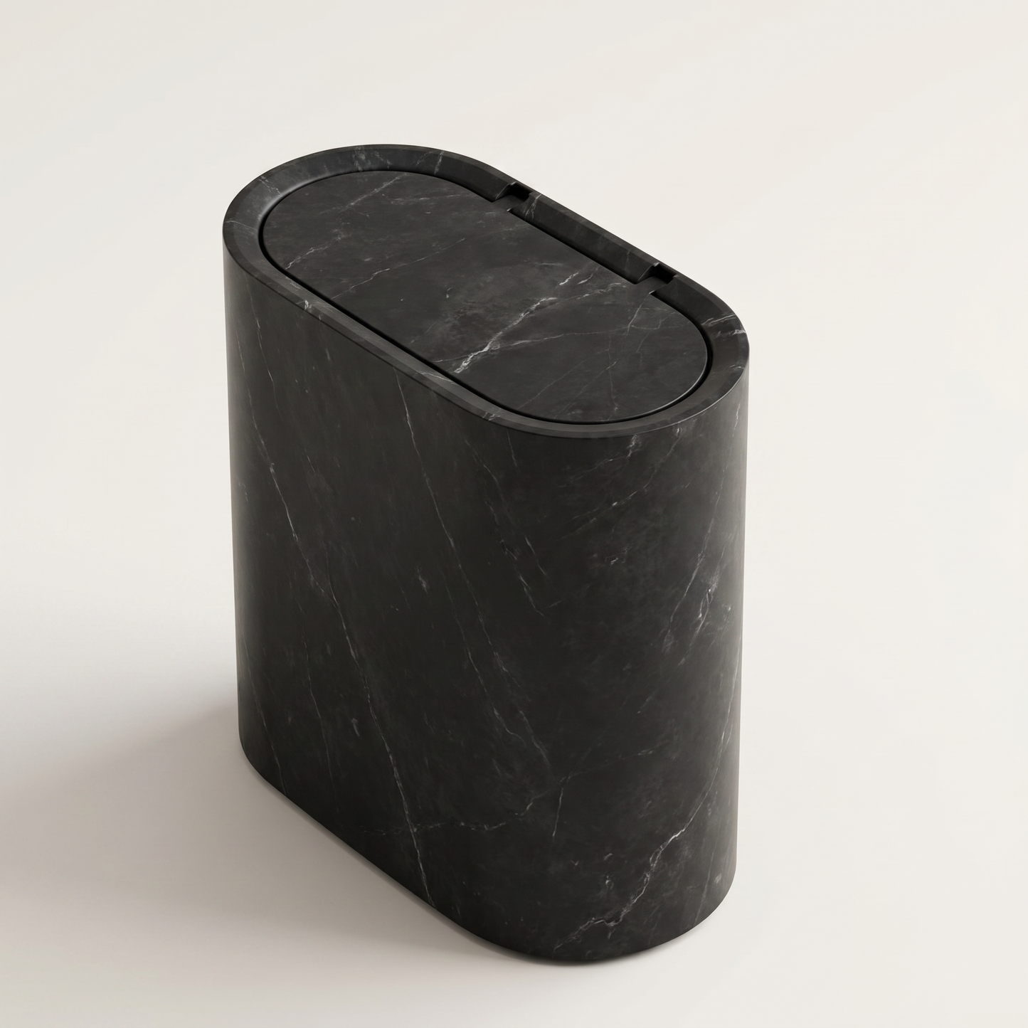 Elegant Marble Pattern | Trash Can with Lid - Space-Saving Design for Modern Bathrooms and Kitchens
