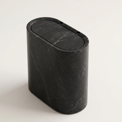 Elegant Marble Pattern | Trash Can with Lid - Space-Saving Design for Modern Bathrooms and Kitchens