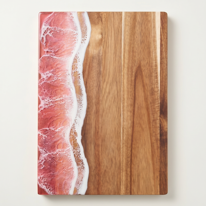 Ocean Wave | Wood Cutting Board with Ocean Resin Design | Versatile Chopping and Serving Tray for Coastal Vibes