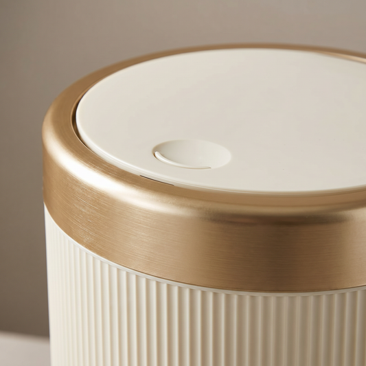 Elegant Oval Trash Can | Press-Top Garbage Bin with Odour-Sealing Design | Stylish Waste Solution for Cleanliness