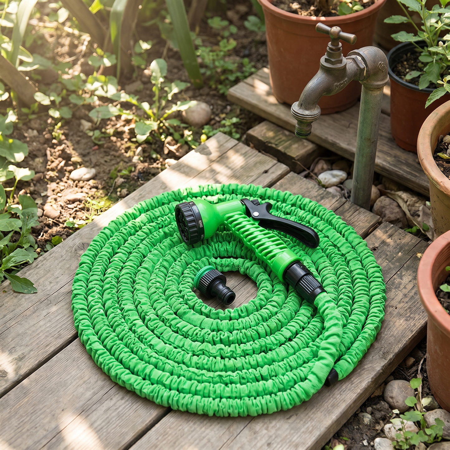 Expandable Garden Hose | 7-Function Spray Gun for Effortless Watering