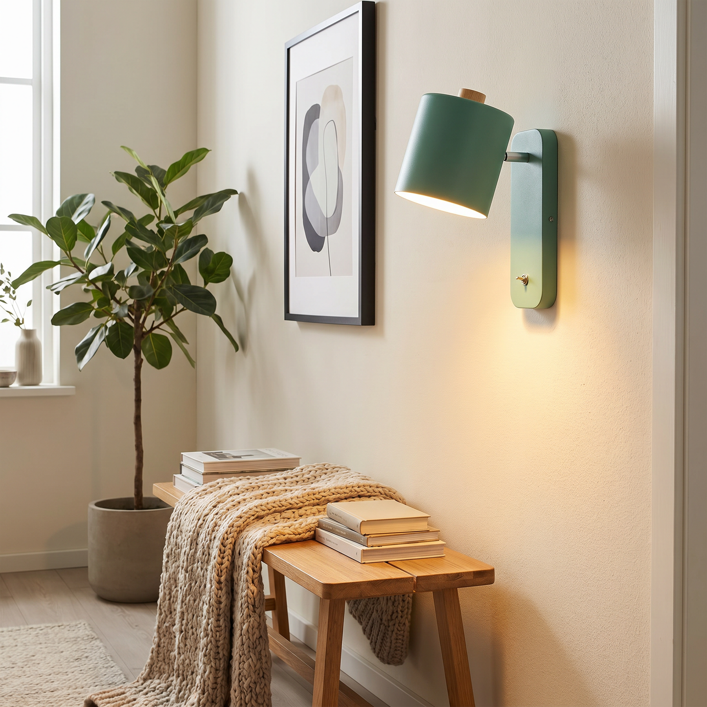 Adjustable Wall Lamp with Integrated Switch & Angled Head | Modern Design for Focused Reading Light