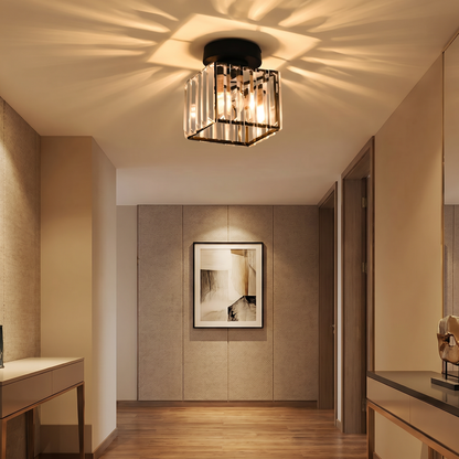 Elegant Crystal Flush Mount Ceiling Light Fixture with Premium Brass Base | Stylish Design for Modern Interiors