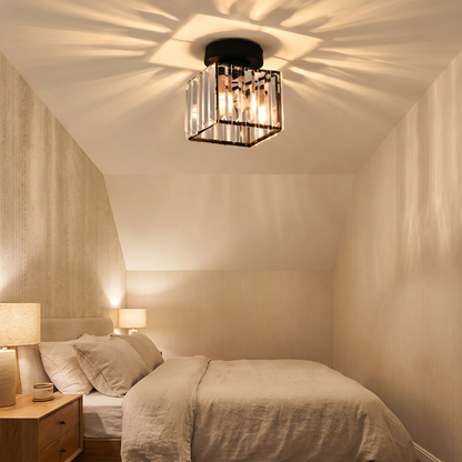 Elegant Crystal Flush Mount Ceiling Light Fixture with Premium Brass Base | Stylish Design for Modern Interiors