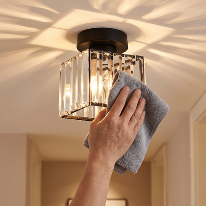 Elegant Crystal Flush Mount Ceiling Light Fixture with Premium Brass Base | Stylish Design for Modern Interiors