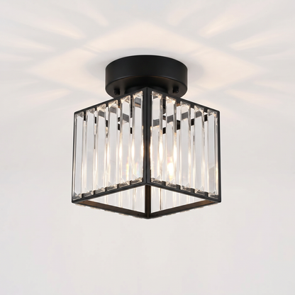 Elegant Crystal Flush Mount Ceiling Light Fixture with Premium Brass Base | Stylish Design for Modern Interiors