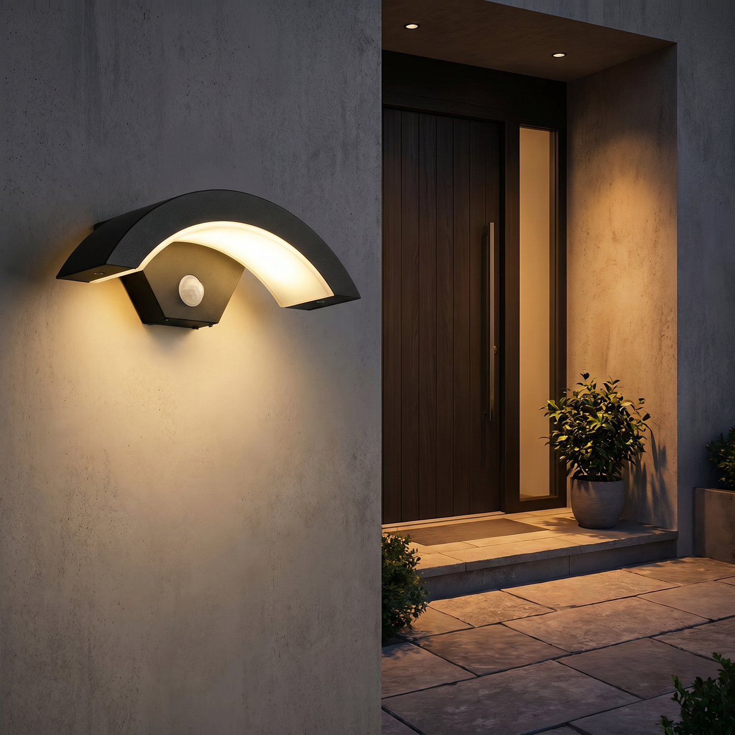 Modern Sleek Motion Sensor Outdoor Wall Light