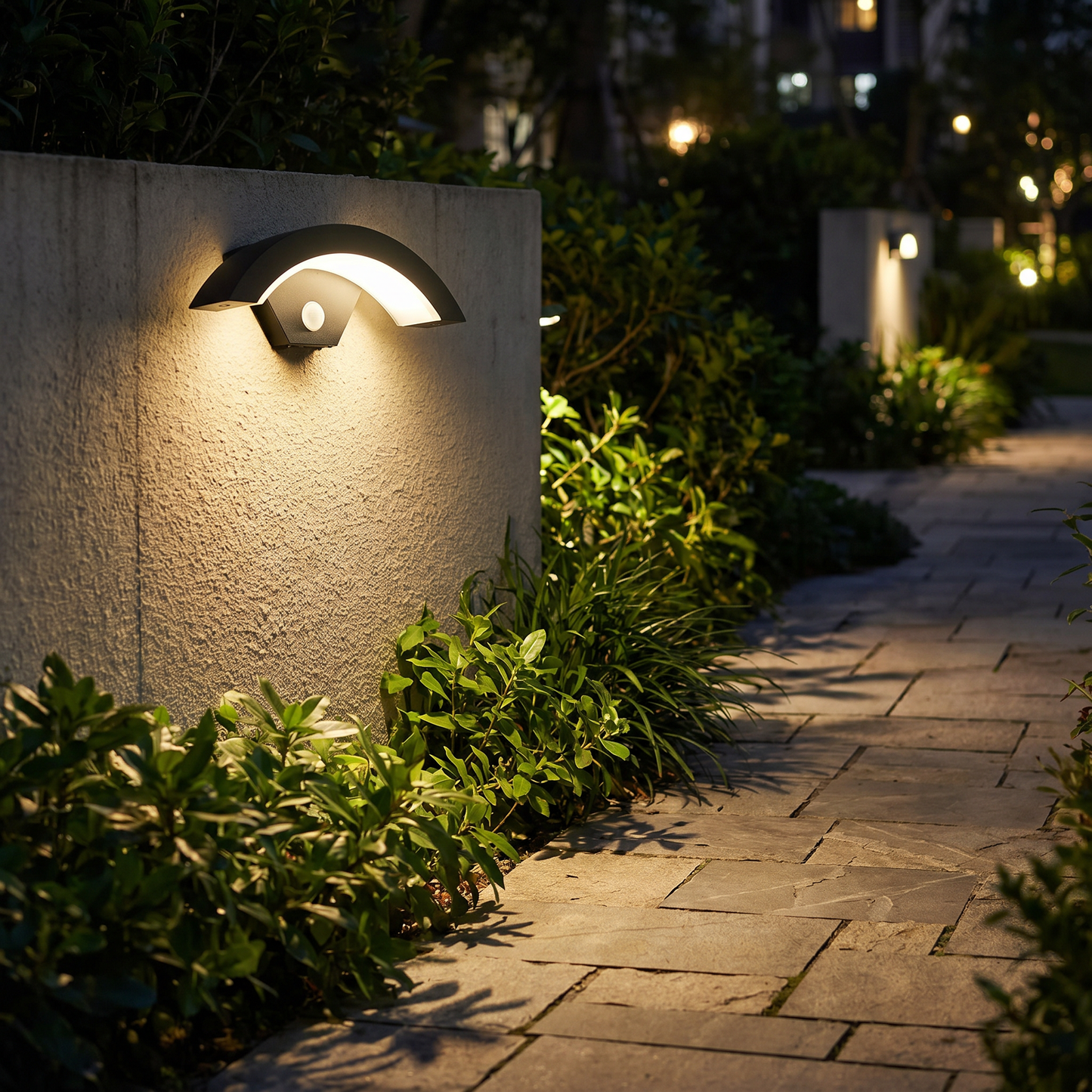 Modern Sleek Motion Sensor Outdoor Wall Light