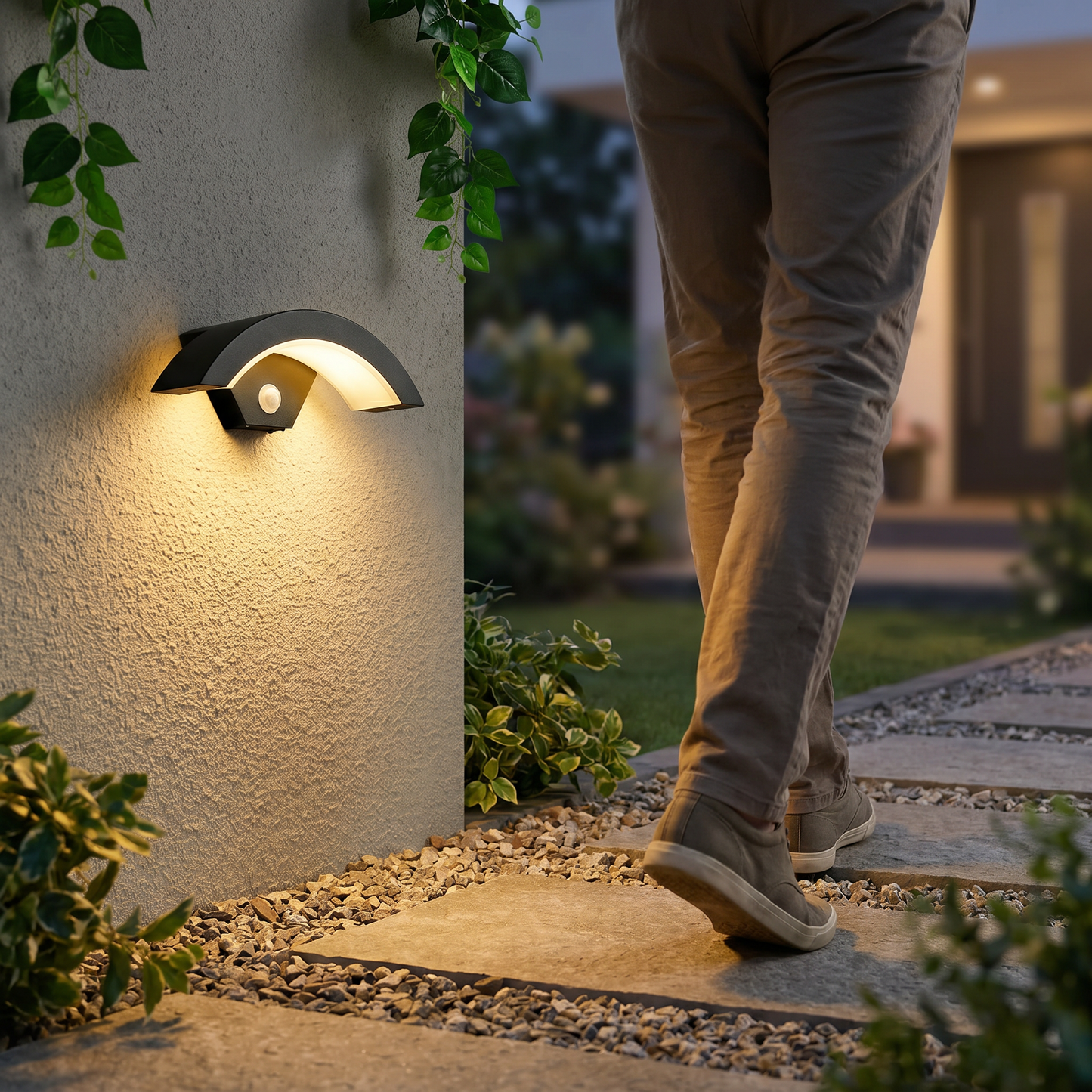 Modern Sleek Motion Sensor Outdoor Wall Light
