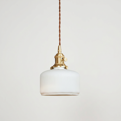Elegant Vintage Ribbed Glass Pendant Light Fixture