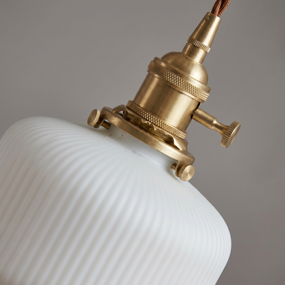 Elegant Vintage Ribbed Glass Pendant Light Fixture