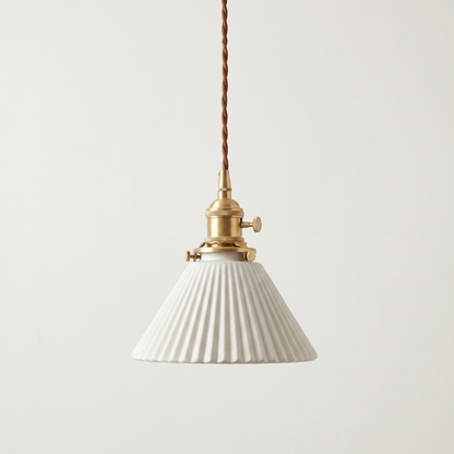 Elegant Vintage Ribbed Glass Pendant Light Fixture