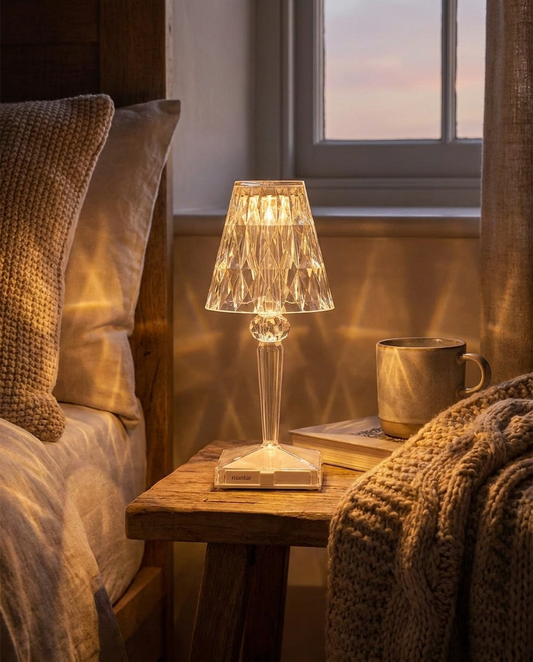Crystal Touch Lamp | Cordless Bedside Table Lamp with Adjustable Brightness | Elegant Illumination for Any Space