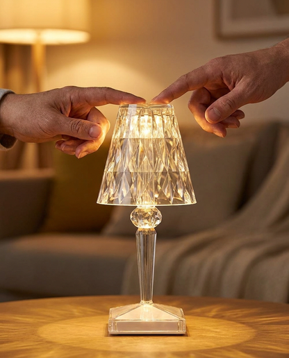 Crystal Touch Lamp | Cordless Bedside Table Lamp with Adjustable Brightness | Elegant Illumination for Any Space